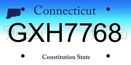GXH7768 Connecticut License Plate