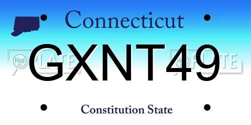 GXNT49 Connecticut License Plate