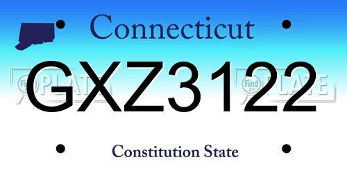 GXZ3122 Connecticut License Plate
