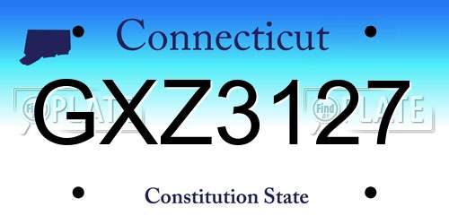 GXZ3127 Connecticut License Plate