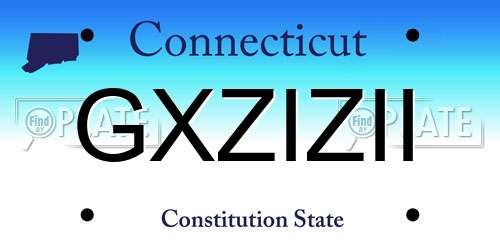 GXZIZII Connecticut License Plate