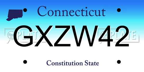 GXZW42 Connecticut License Plate
