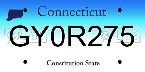 GY0R275 Connecticut License Plate