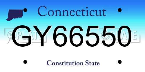 GY66550 Connecticut License Plate