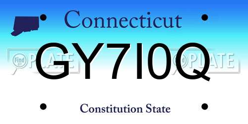 GY7I0Q Connecticut License Plate