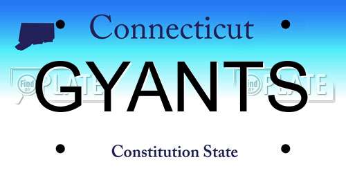 GYANTS Connecticut License Plate