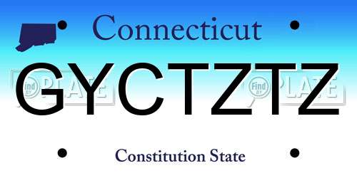GYCTZTZ Connecticut License Plate