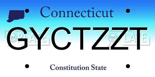 GYCTZZT Connecticut License Plate