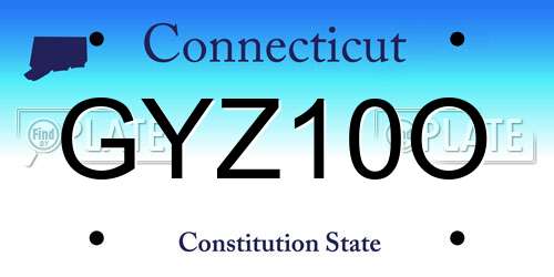 GYZ10O Connecticut License Plate