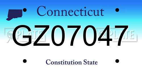 GZ07047 Connecticut License Plate