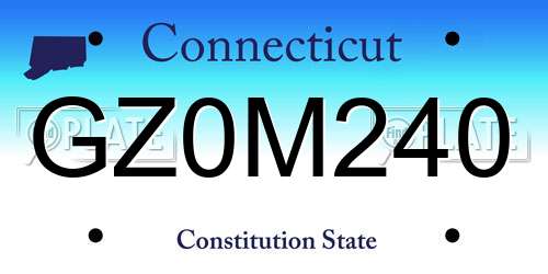 GZ0M240 Connecticut License Plate