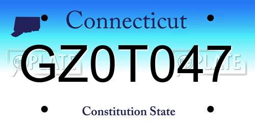 GZ0T047 Connecticut License Plate