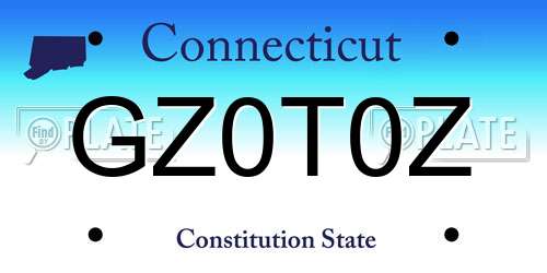 GZ0T0Z Connecticut License Plate