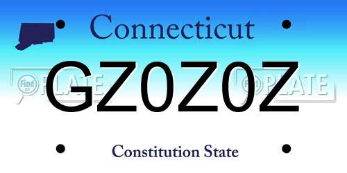 GZ0Z0Z Connecticut License Plate