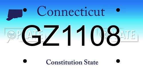 GZ1108 Connecticut License Plate