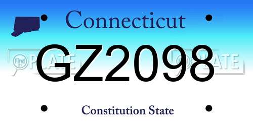 GZ2098 Connecticut License Plate