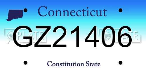 GZ21406 Connecticut License Plate