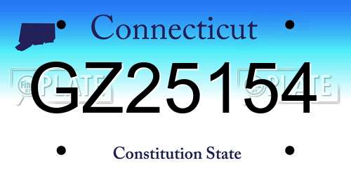 GZ25154 Connecticut License Plate