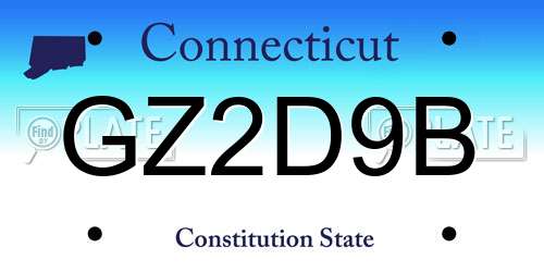 GZ2D9B Connecticut License Plate