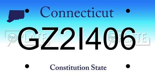 GZ2I406 Connecticut License Plate