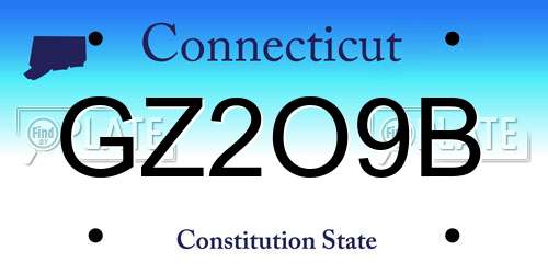 GZ2O9B Connecticut License Plate