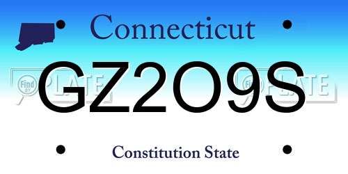 GZ2O9S Connecticut License Plate