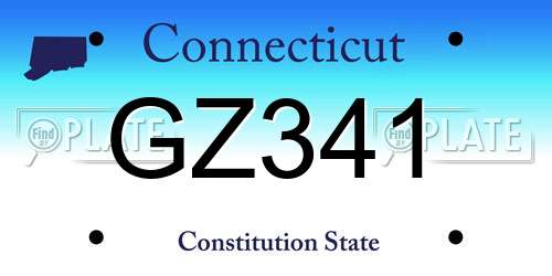 GZ341 Connecticut License Plate