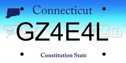 GZ4E4L Connecticut License Plate