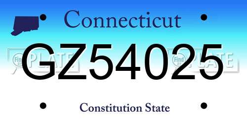 GZ54025 Connecticut License Plate
