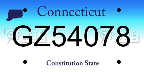 GZ54078 Connecticut License Plate