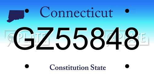 GZ55848 Connecticut License Plate