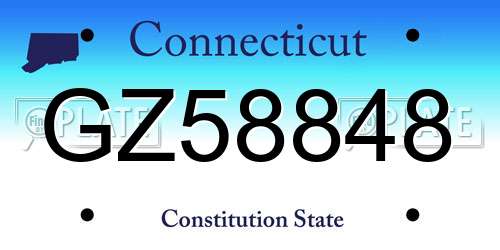GZ58848 Connecticut License Plate