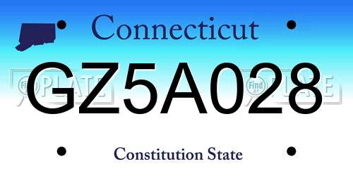 GZ5A028 Connecticut License Plate
