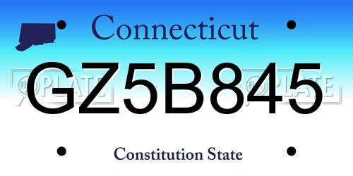GZ5B845 Connecticut License Plate