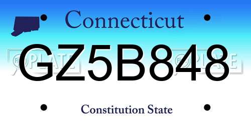 GZ5B848 Connecticut License Plate