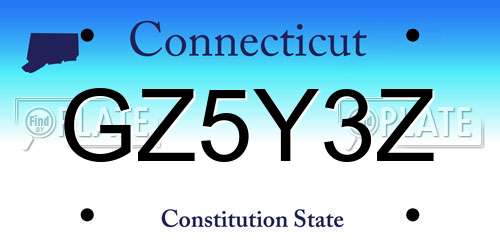 GZ5Y3Z Connecticut License Plate