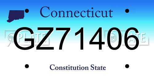 GZ71406 Connecticut License Plate