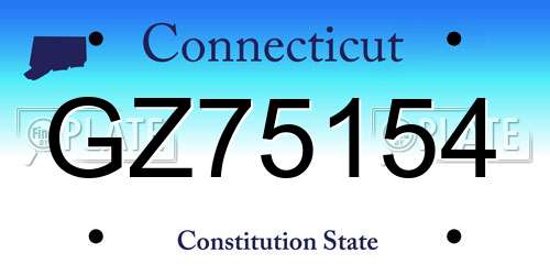 GZ75154 Connecticut License Plate