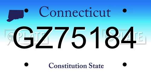 GZ75184 Connecticut License Plate