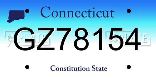 GZ78154 Connecticut License Plate