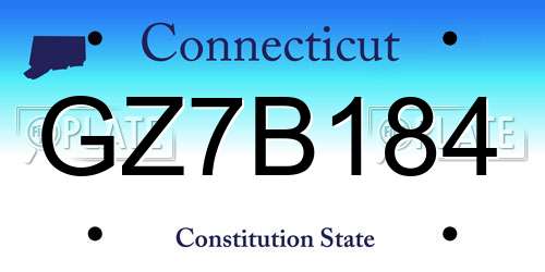 GZ7B184 Connecticut License Plate