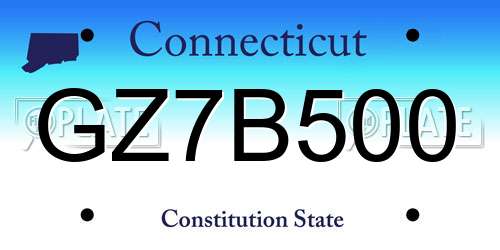 GZ7B500 Connecticut License Plate