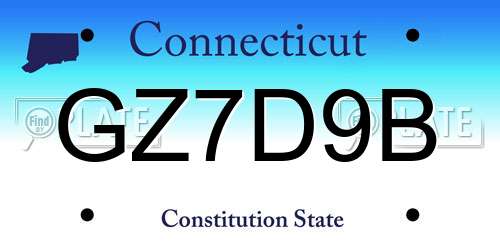 GZ7D9B Connecticut License Plate