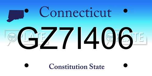 GZ7I406 Connecticut License Plate