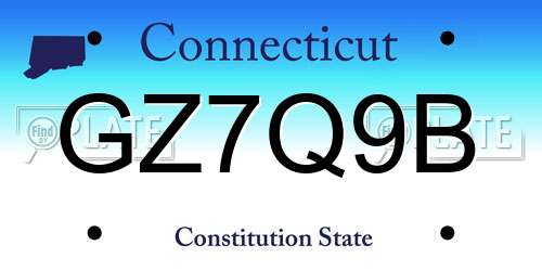 GZ7Q9B Connecticut License Plate