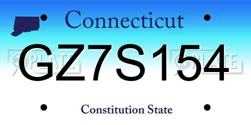 GZ7S154 Connecticut License Plate