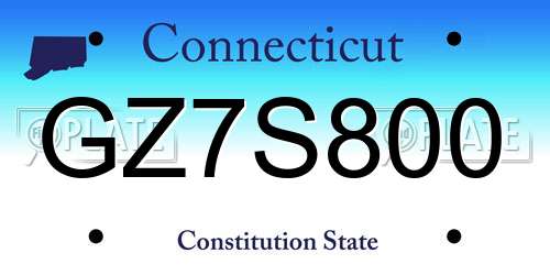 GZ7S800 Connecticut License Plate