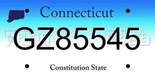 GZ85545 Connecticut License Plate