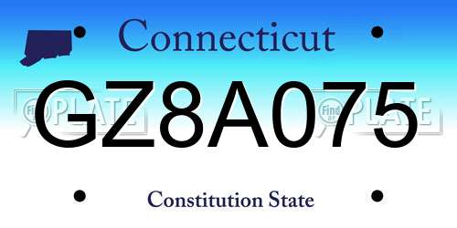 GZ8A075 Connecticut License Plate