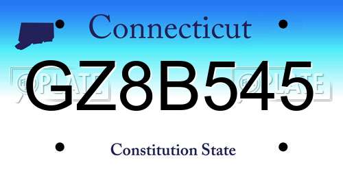 GZ8B545 Connecticut License Plate